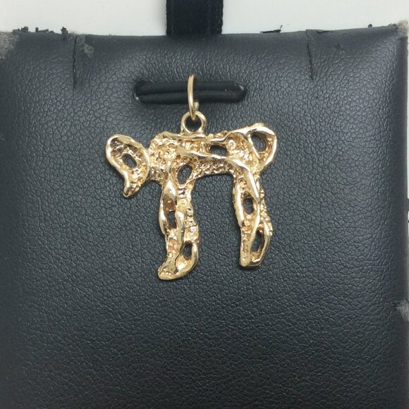 14K Yellow Real Solid Gold Jewish Hai Chai 18 Long Life Pendant Charm 3.70gr - Picture 1 of 7